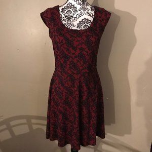 Black & Red Lace Print Dress